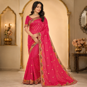 Fancy Embroidered Peacock Border Saree