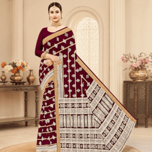 Premium AG Print Cotton Saree with Zari Border