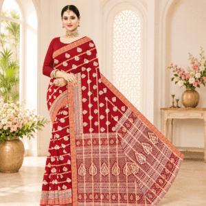 Premium AG Print Cotton Saree with Zari Border