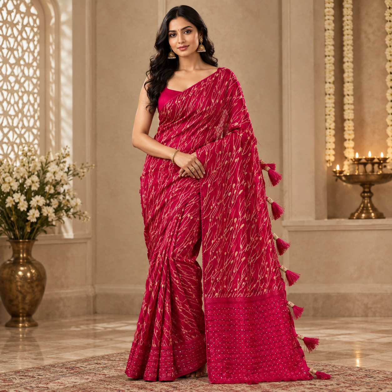 Zigzak Striped Printed Daily Wear Saree
